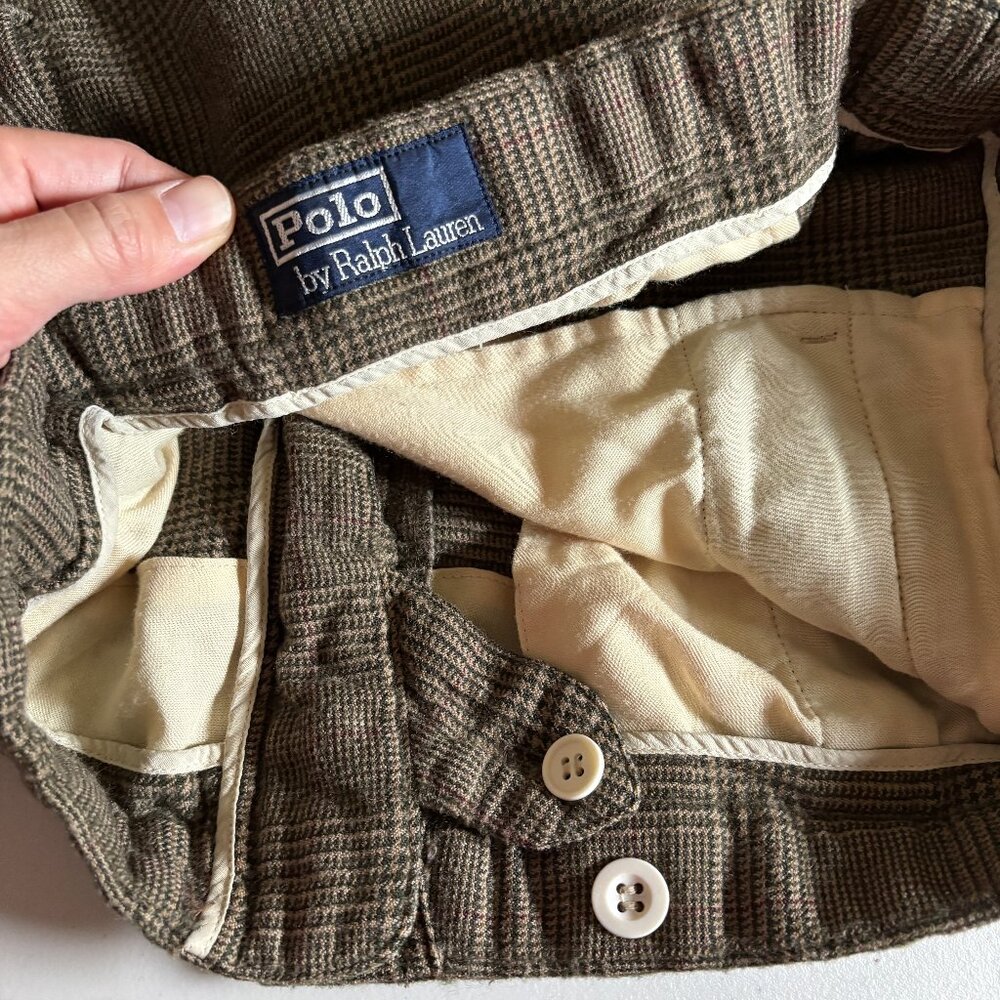 Polo Ralph Lauren Vintage Plaid Wool Made In Japan Trousers Pants Men's Sz 31*29 - Picture 4 of 10